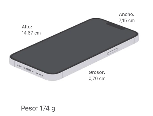 dimensiones y peso de iphone 13