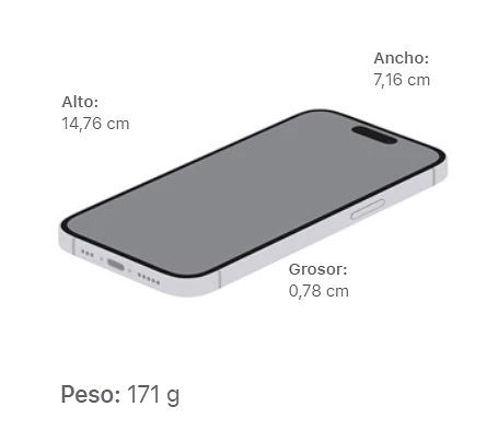 dimensiones y peso iphone 15